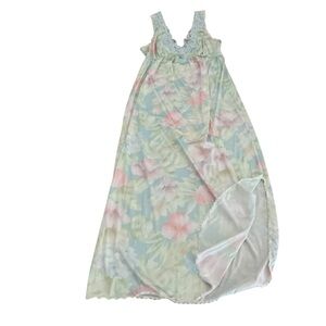 Vintage 70s Lorraine sleeping gown night gown multicolored floral lace sz medium